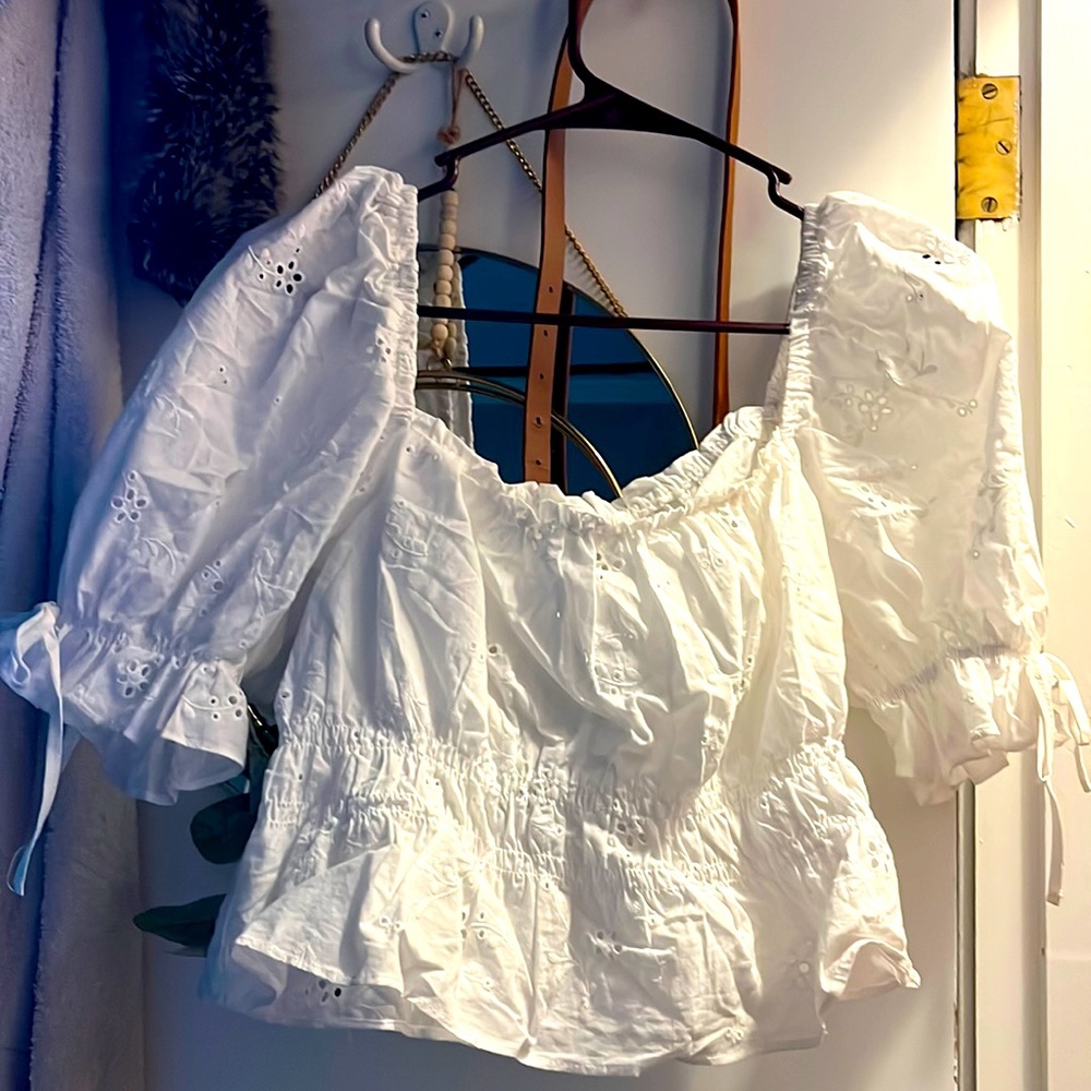Off shoulder white top